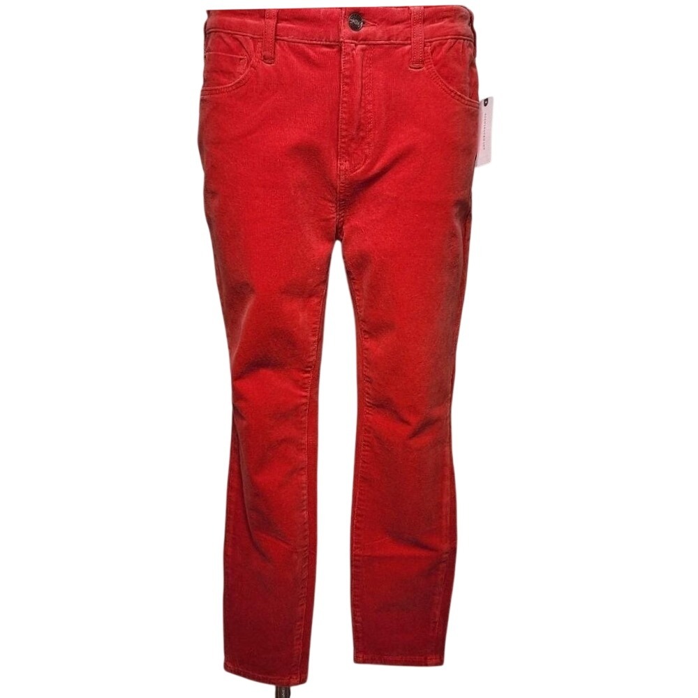 NWT Pilcro Anthropologie High‎ Rise Skinny Red Corduroy Pants Size 31